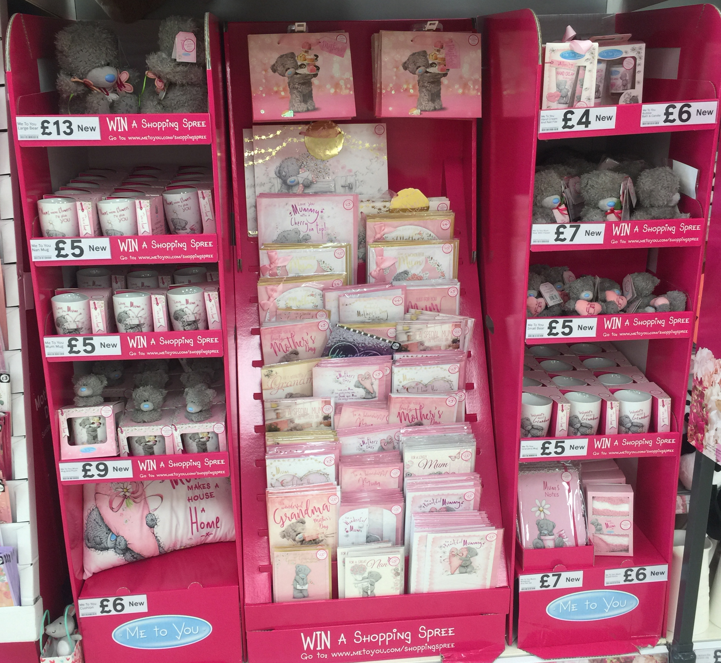 Above: A display unit has been devised to house Me to You Mother’s Day cards and gifts in over 400 Tesco stores. 