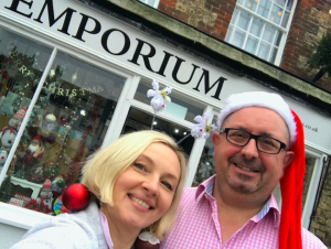 Above: Highworth Emporium is the brainchild of Aga Gabrysiak with support from her partner, industry stalwart Richard Marsden (right, during the festive run-up).