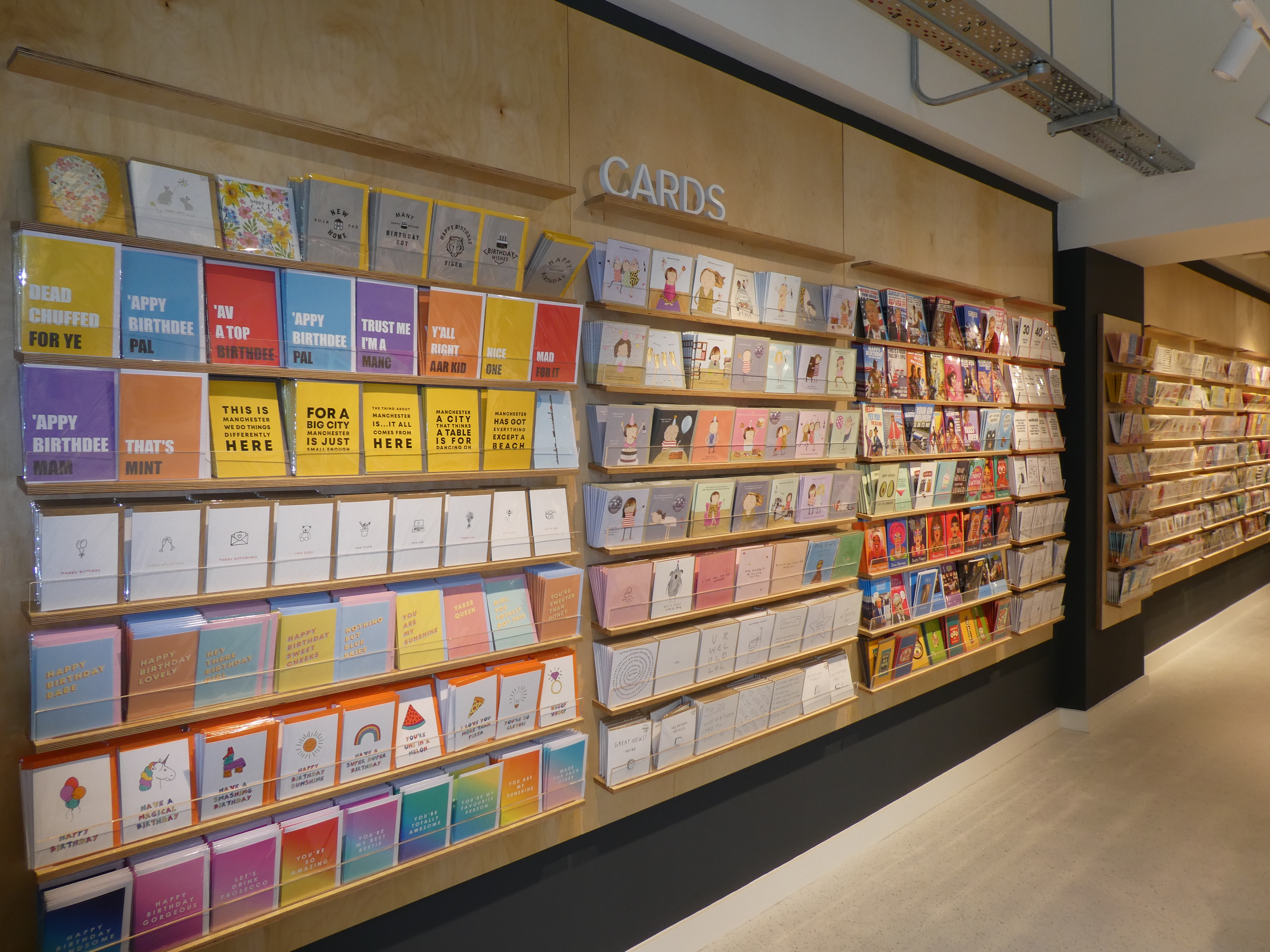 Above: The card wall in Utility’s Manchester store.