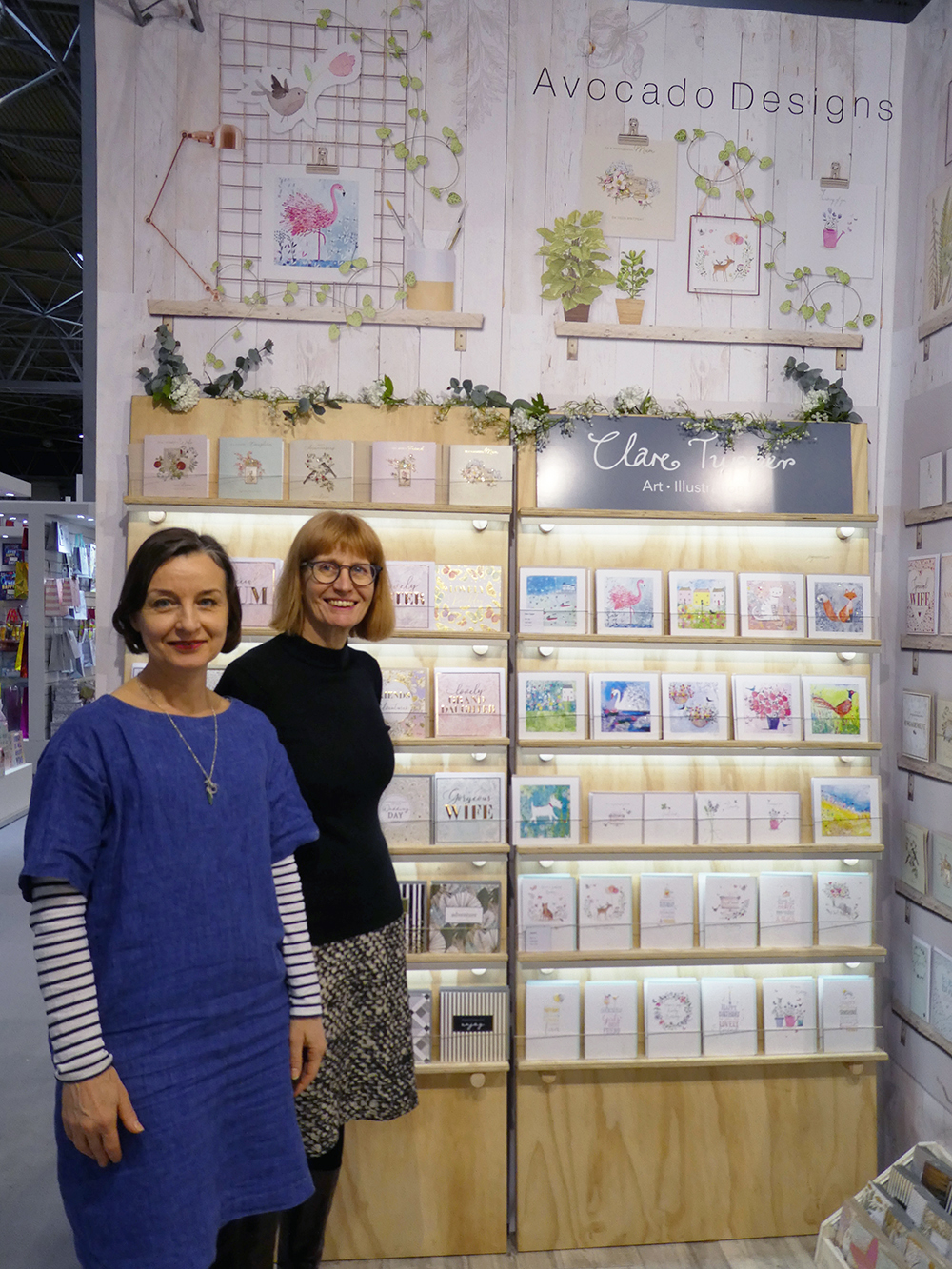 Above: Paper Rose’s Reggie Pugh and Philippa Phipps on the stand at the Spring Fair. 