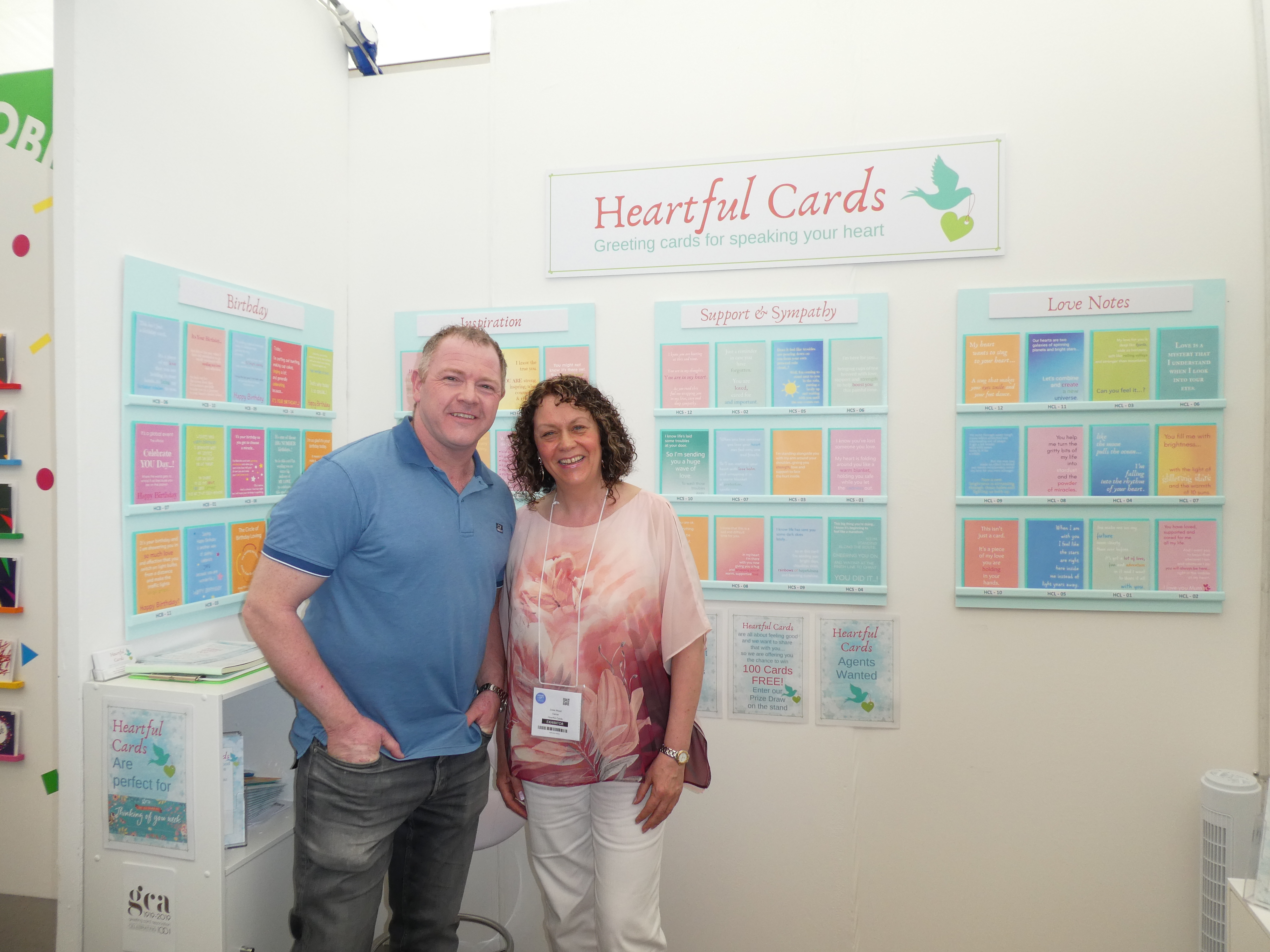 Above: PG columnist David Robertson, md of JP Pozzi met Josie Wood, professional life coach who made her greeting card debut with Heartfelt Cards.