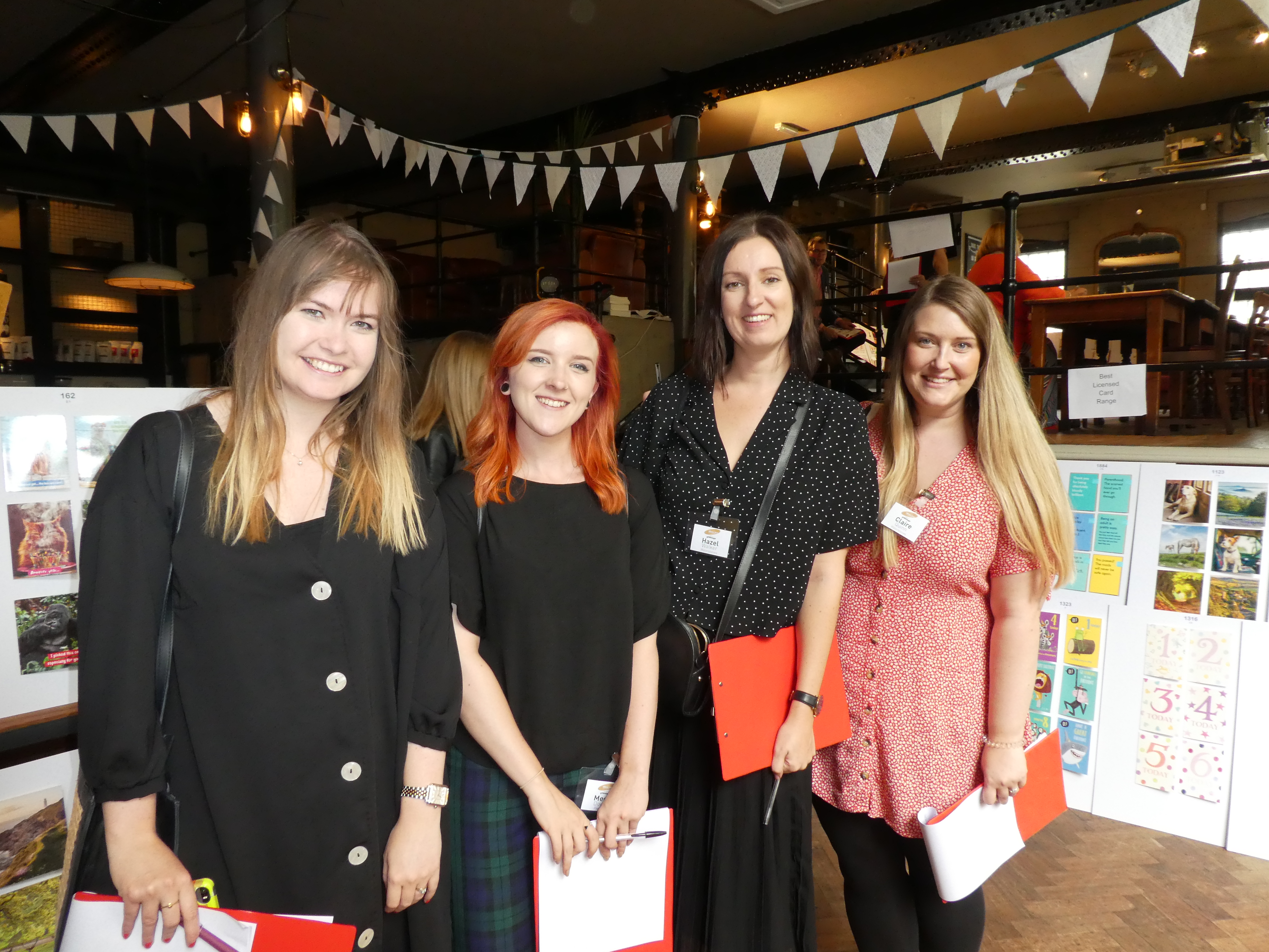 Above: Hazel Walker (second right) with Waterstones’ colleague Claire Quinn (far right) and Paperchase’s (left-right) Daisy Enticott and Megan Douglas. 