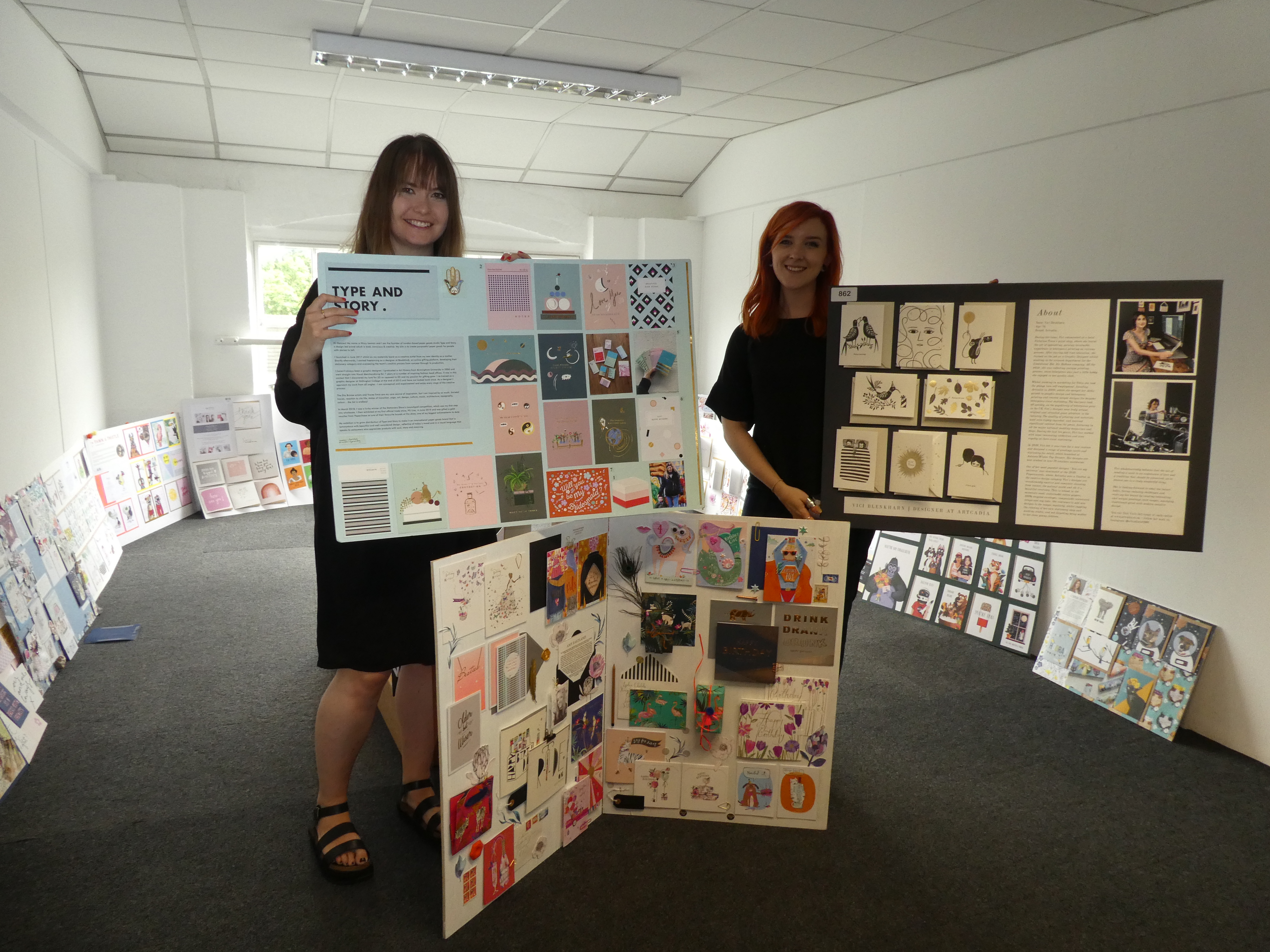 Above: As sponsor of The Lynn Tait Most Promising Young Designer or Artist award, Paperchase’s Daisy Enticott (left) and Megan Douglas especially enjoyed judging that category.