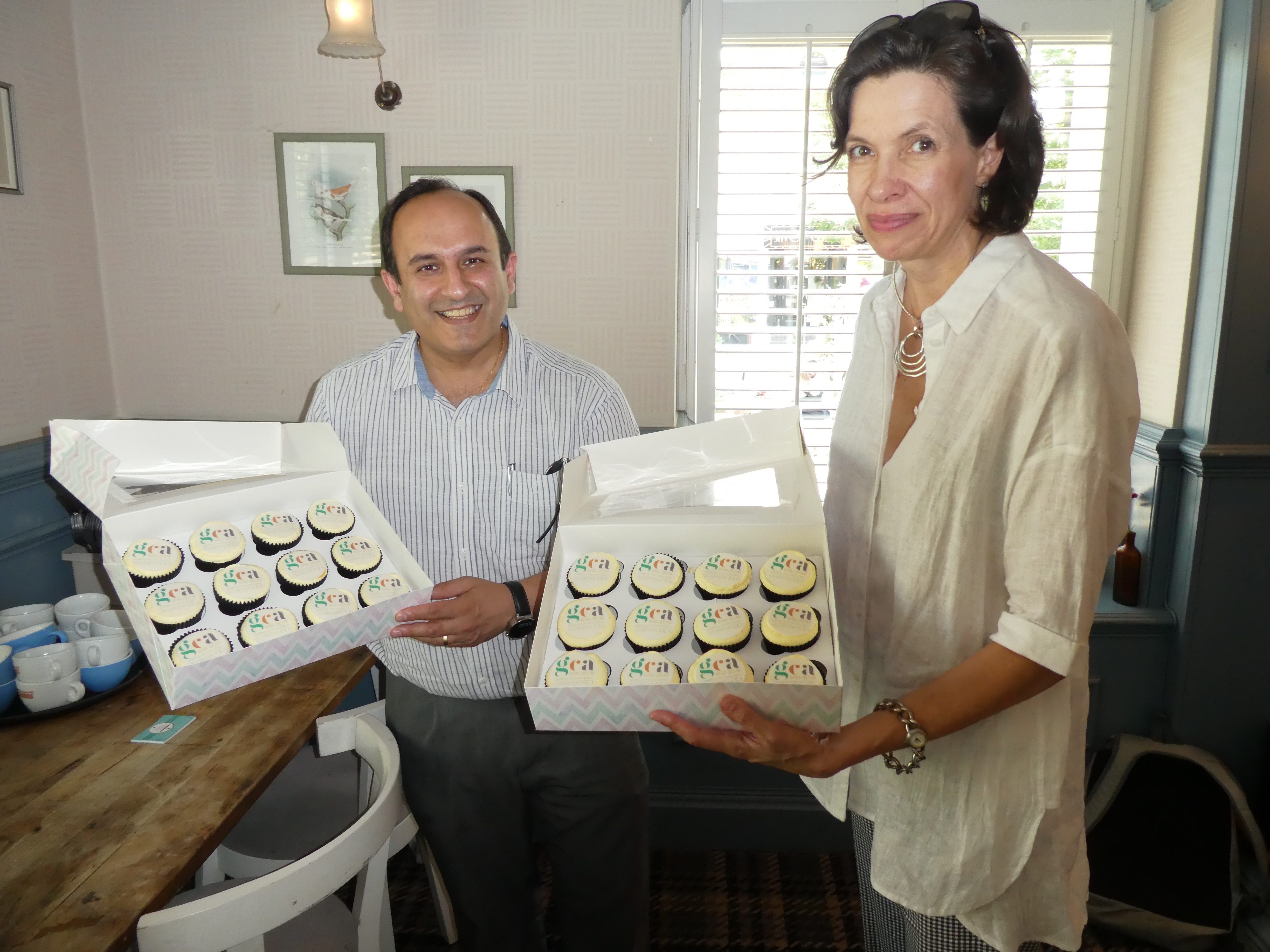 Above: Raj Arora of Davora with Amanda Fergusson, ceo of the GCA. Raj surprised everyone by producing special GCA cupcakes at the event, which took place in Heaton Moor, the Manchester suburb where Davora is based.