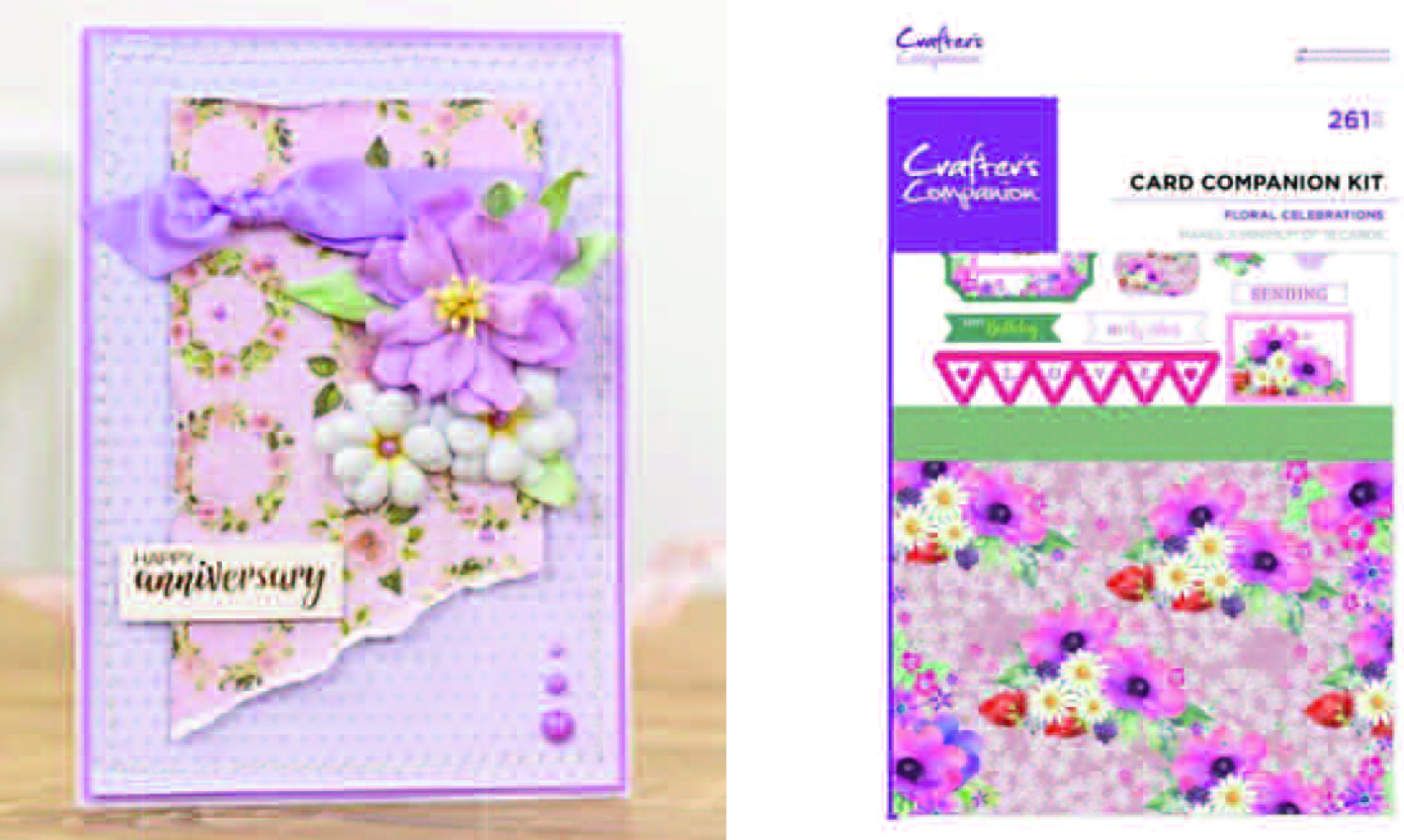 Above: Greeting card making kits and ‘ingredients’ to make cards feature strongly on Sara Davies’ Craft’s Companion’s website. 