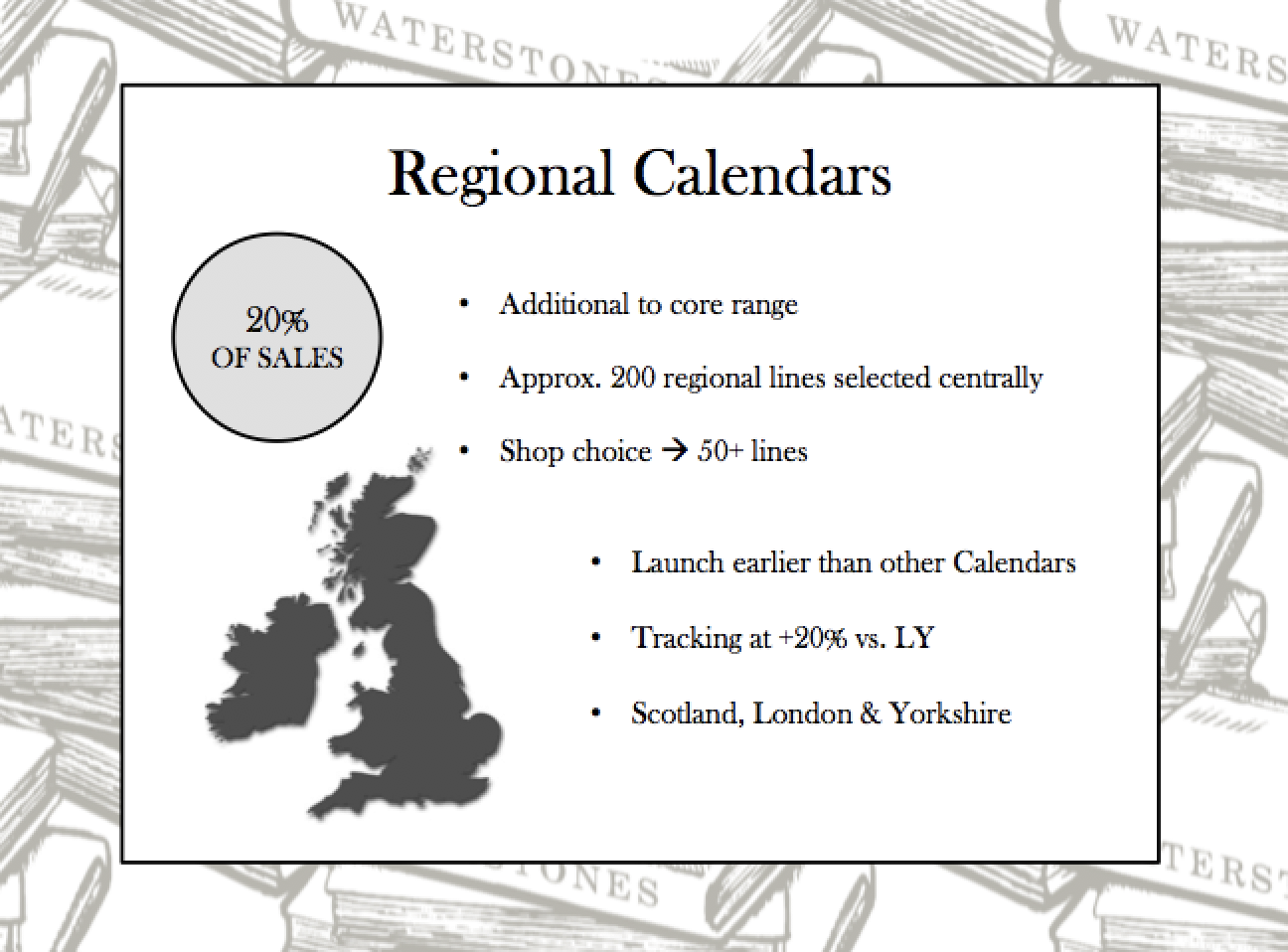 Above: The chain does tremendously well with regional calendars. 