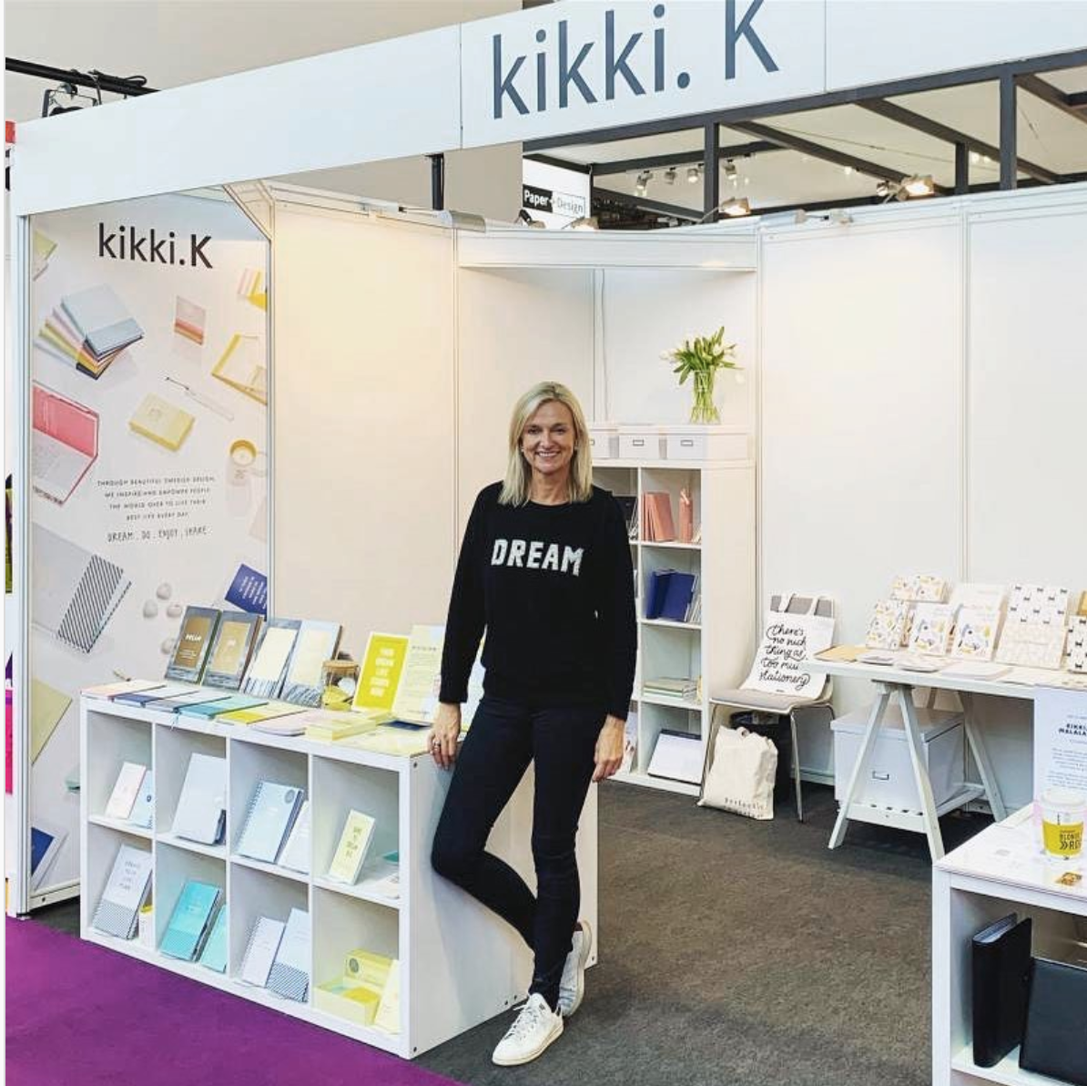 Above: Kristina Karlsson, the founder and creative director of kikki.K on the company’s stand at last week’s Paperworld exhibition. 