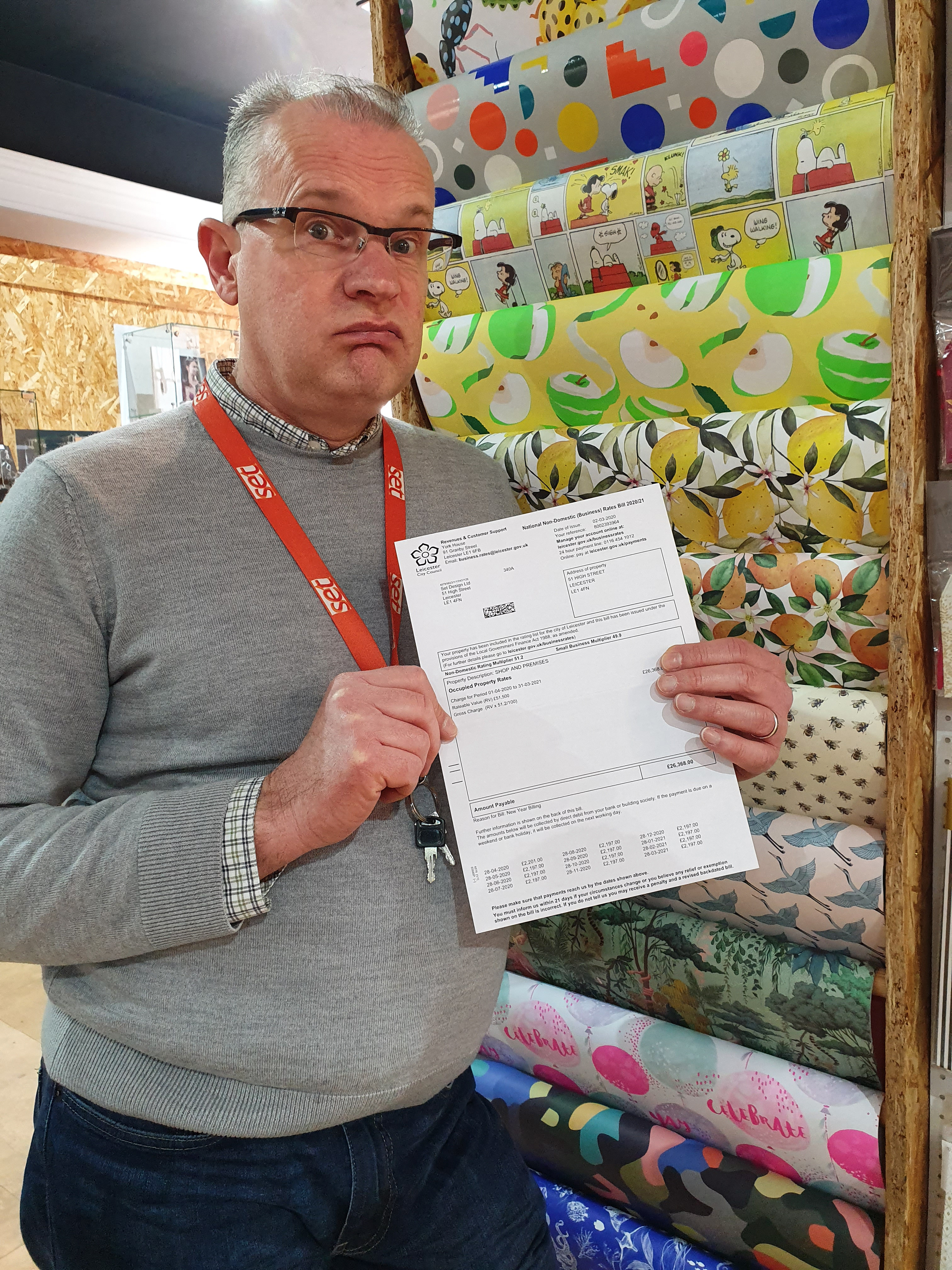 Above: Stuart Delahoy, md of Set Design with his rates bill! 