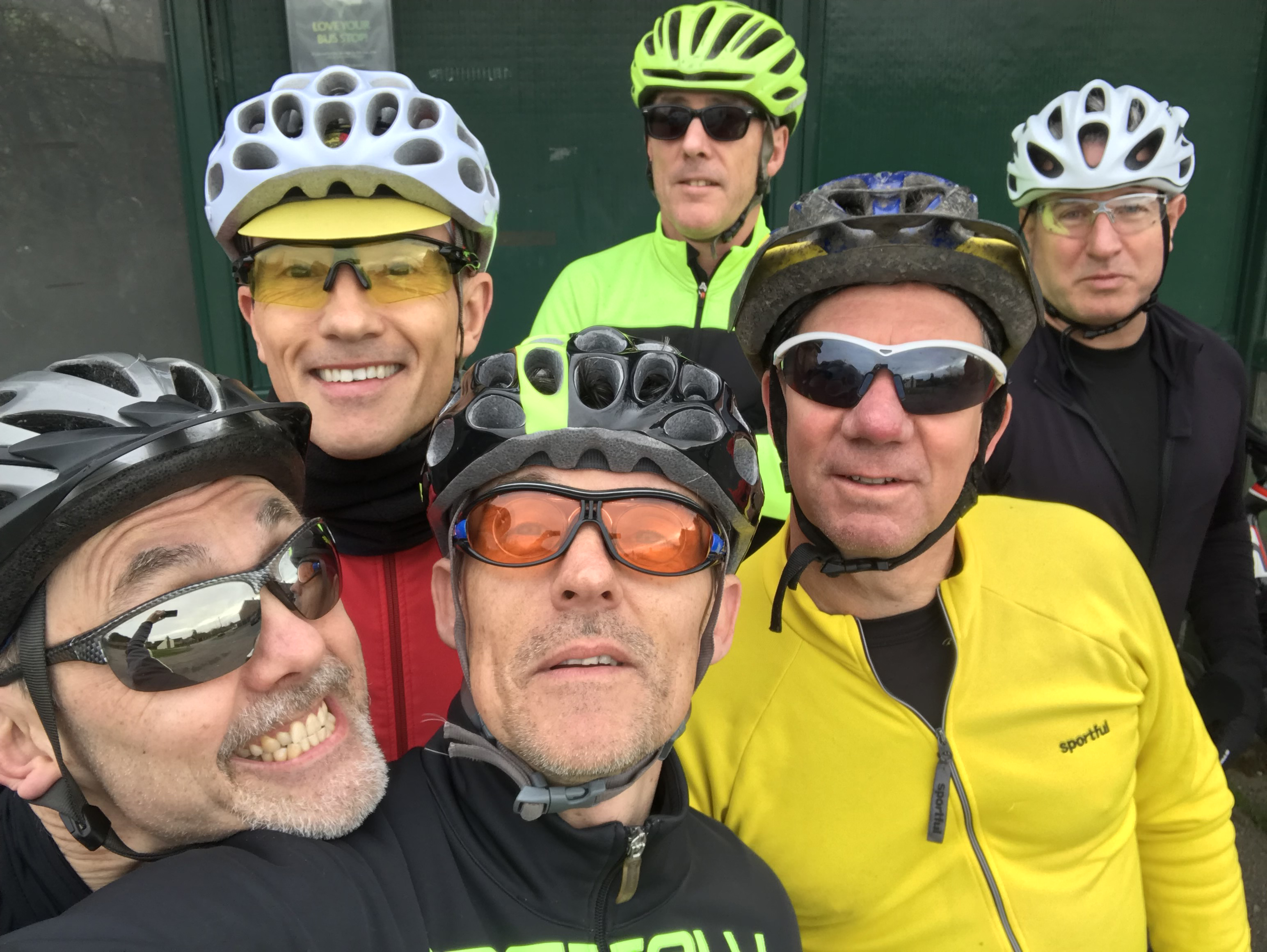 Above: Doug Kilby (front centre) in cycling mode! 