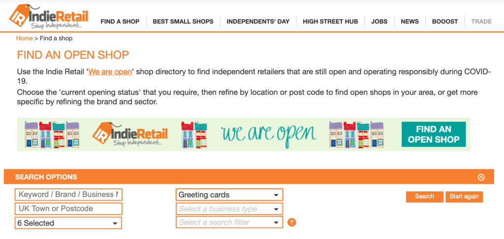 Above: The new We Are Open directory has been developed to support indies in lockdown and beyond.