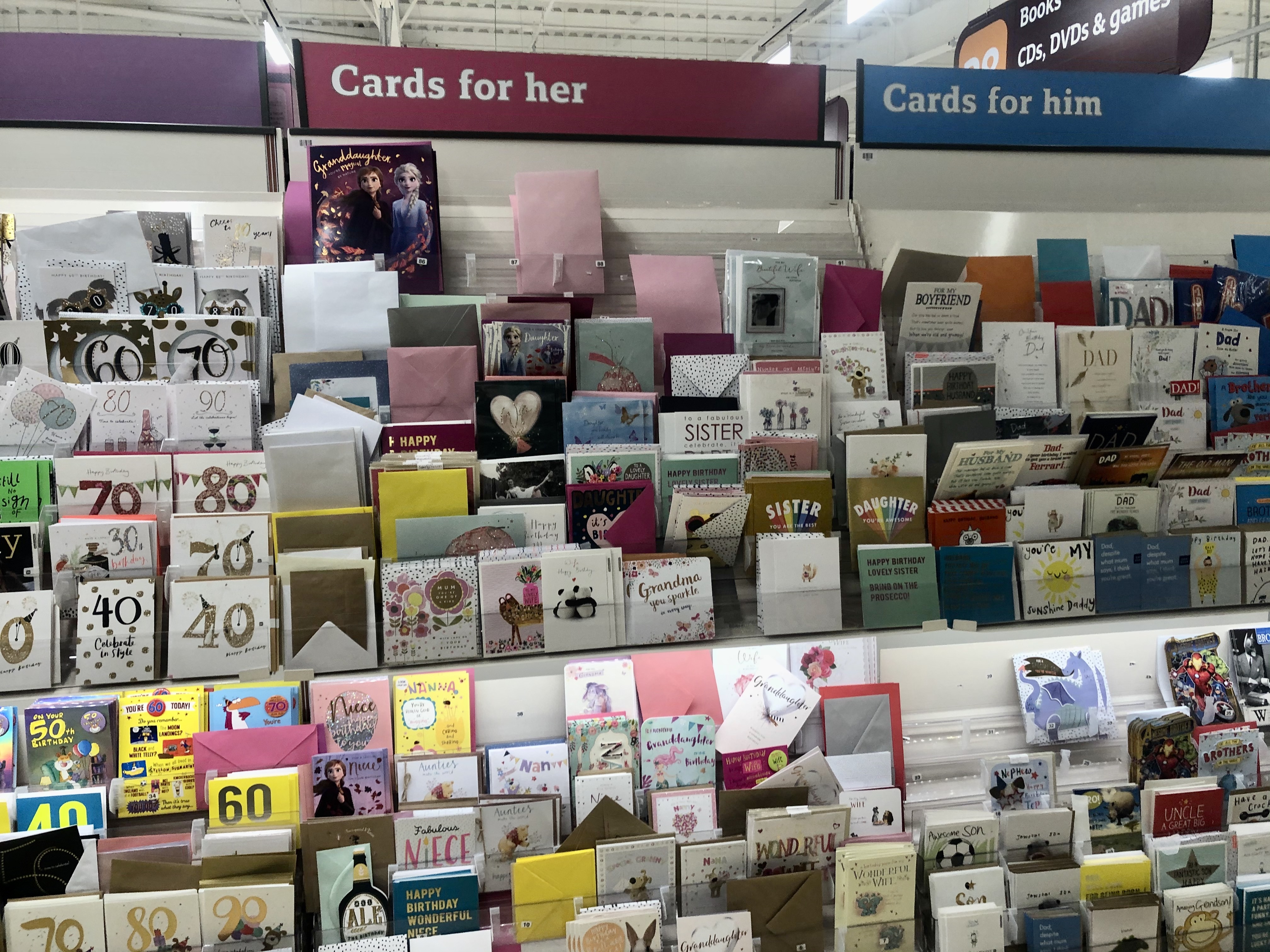 Above: Sainsbury’s admits it has benefitted from increased demand for its cards over the last four months, which has taken its toll on the merchandising of the displays.