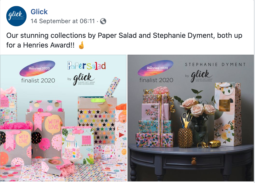 Above: A celebratory social media post from Glick.