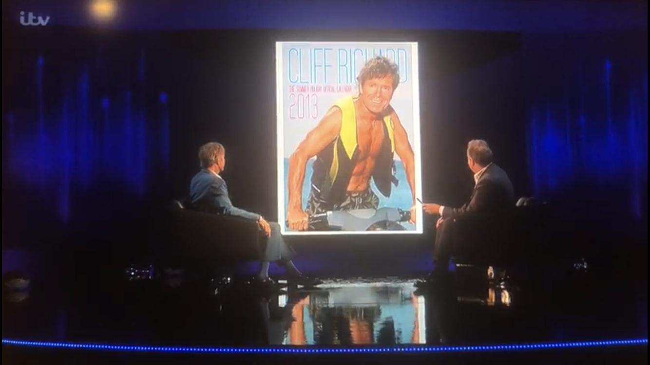 Above: In his recent TV interview with Sir Cliff Richard, Piers Morgan highlighted how the last 42 years has seen a Danilo calendar produced for the pop icon, this year included.