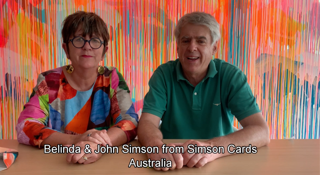 Above: Bindi and John Simson of Simson Cards have sent their message from the blisteringly hot Melbourne!