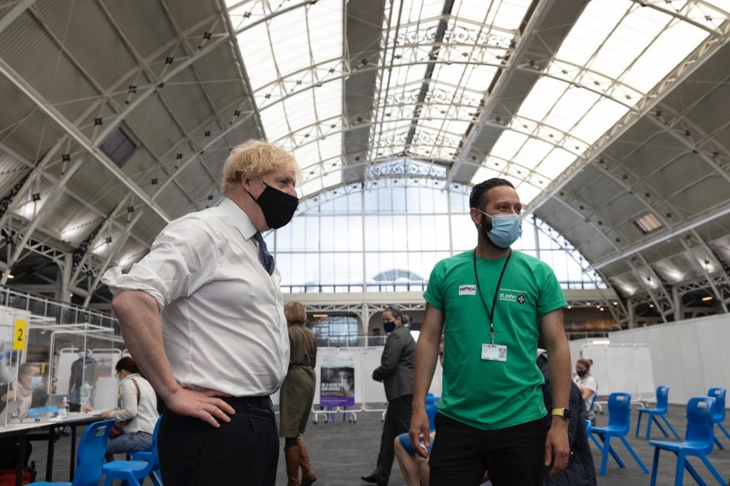 Above: Prime Minister Boris Johnson in the BDC.