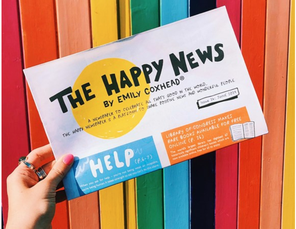 Above: Earlybird has started selling copies of The Happy Newspaper in the shop.