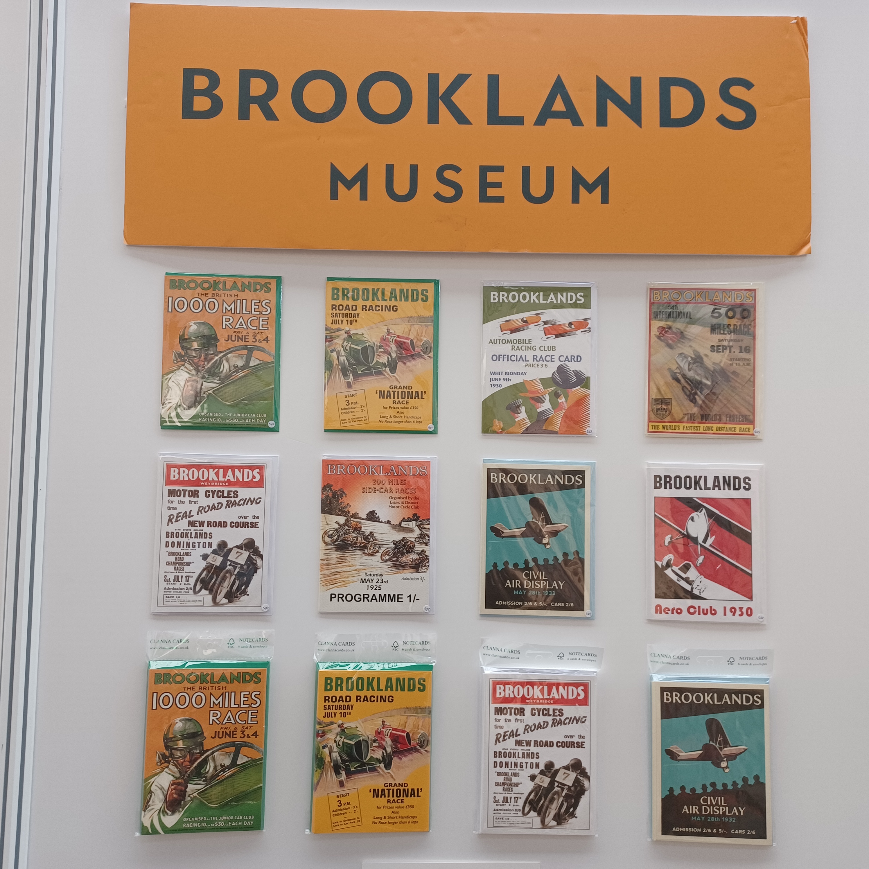 Above: A selection of designs from Clanna’s Brooklands Museum tie up.