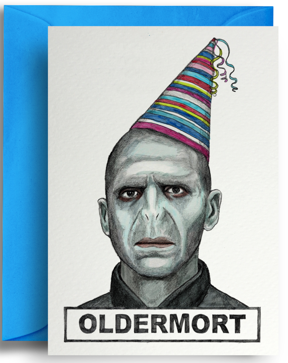 Above: The Oldermort design from Quite Good Cards is a top selling card in The Bean Hive. 