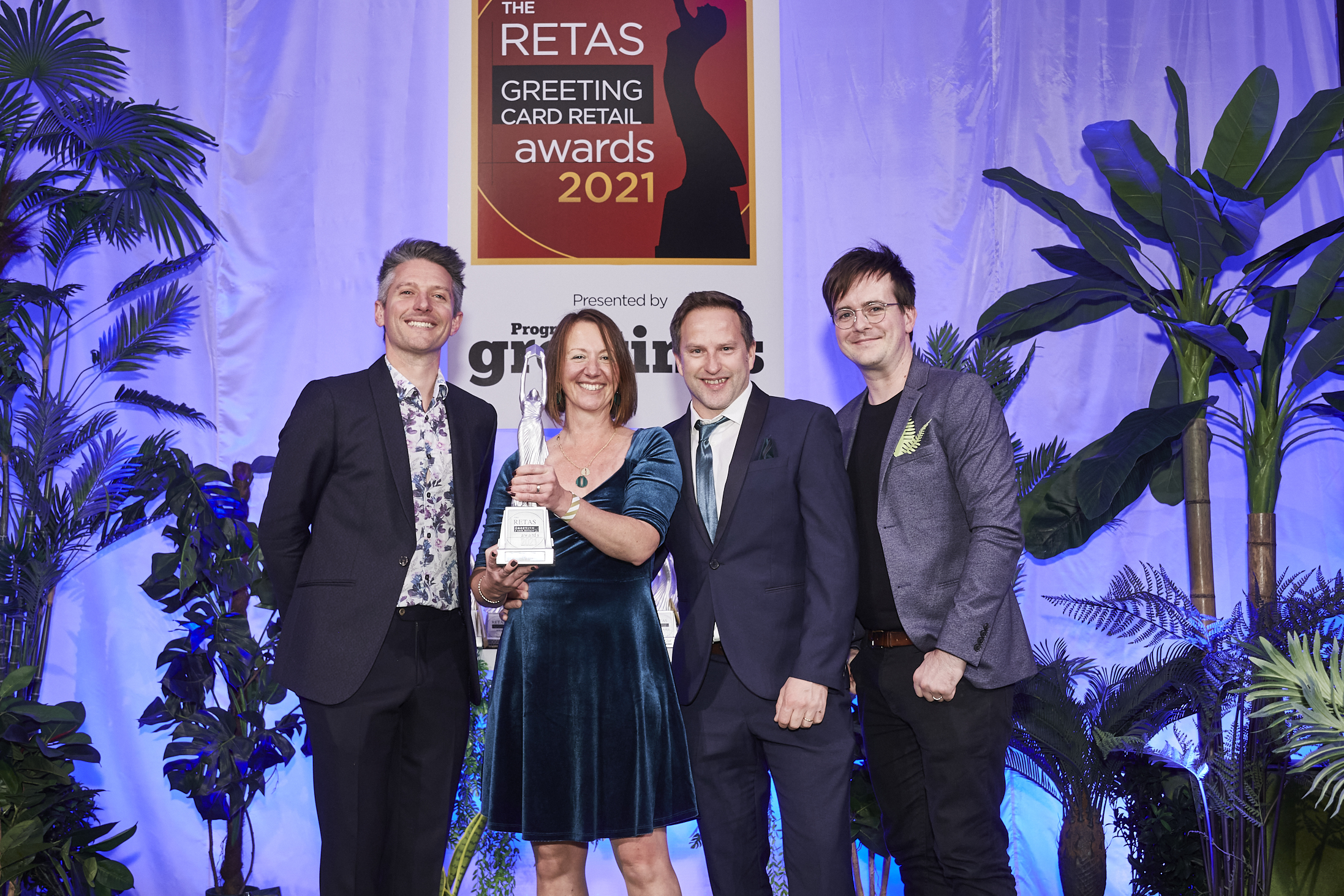 Above: Earlybird’s co-owners Heidi and (second right) Dominic Early with Ohh Deer’s Mark Callaby (far right), sponsor of this award category. Earlybird also won the Best Retail Initiative.