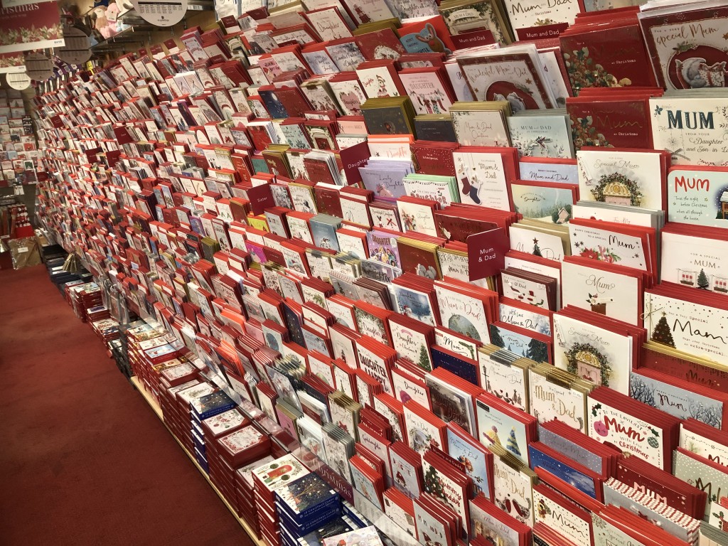 Above: The Christmas display in Sheffield’s Cards & Gifts.
