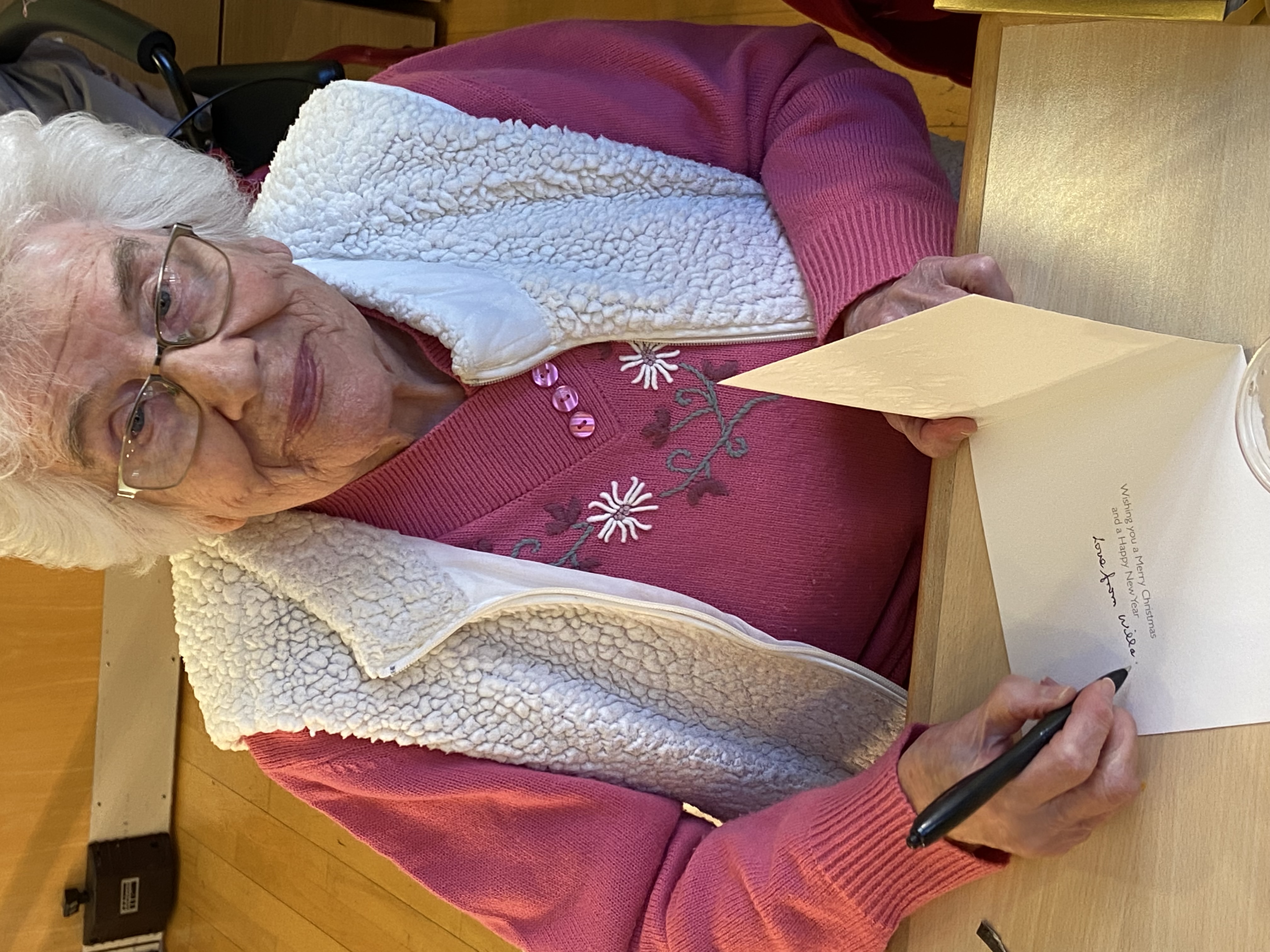 Above: A Marshall Estate who was delighted to start writing her Christmas cards.