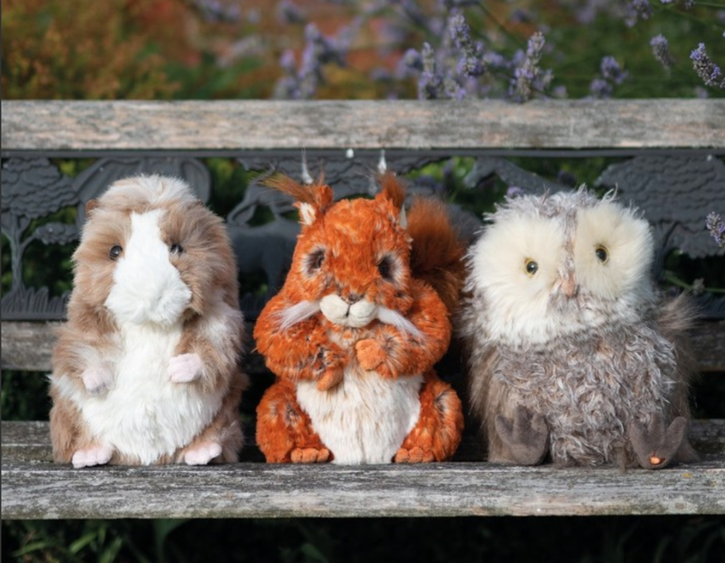 Above: The latest additions to the Wrendale plush menagerie – Daphne, Elvis and Fern.