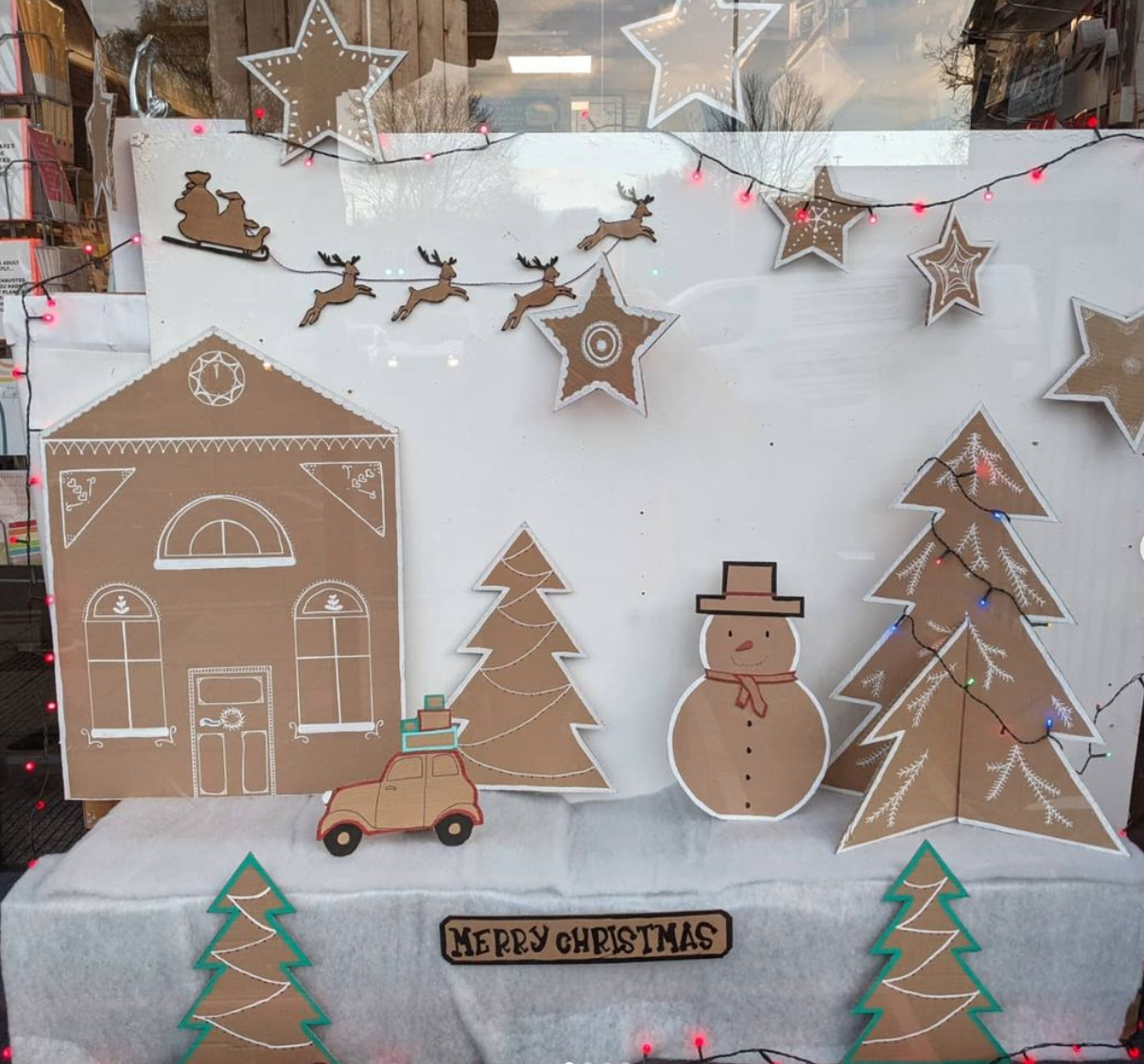 Above: A sustainable themed Christmas window in Stationery Supplies.