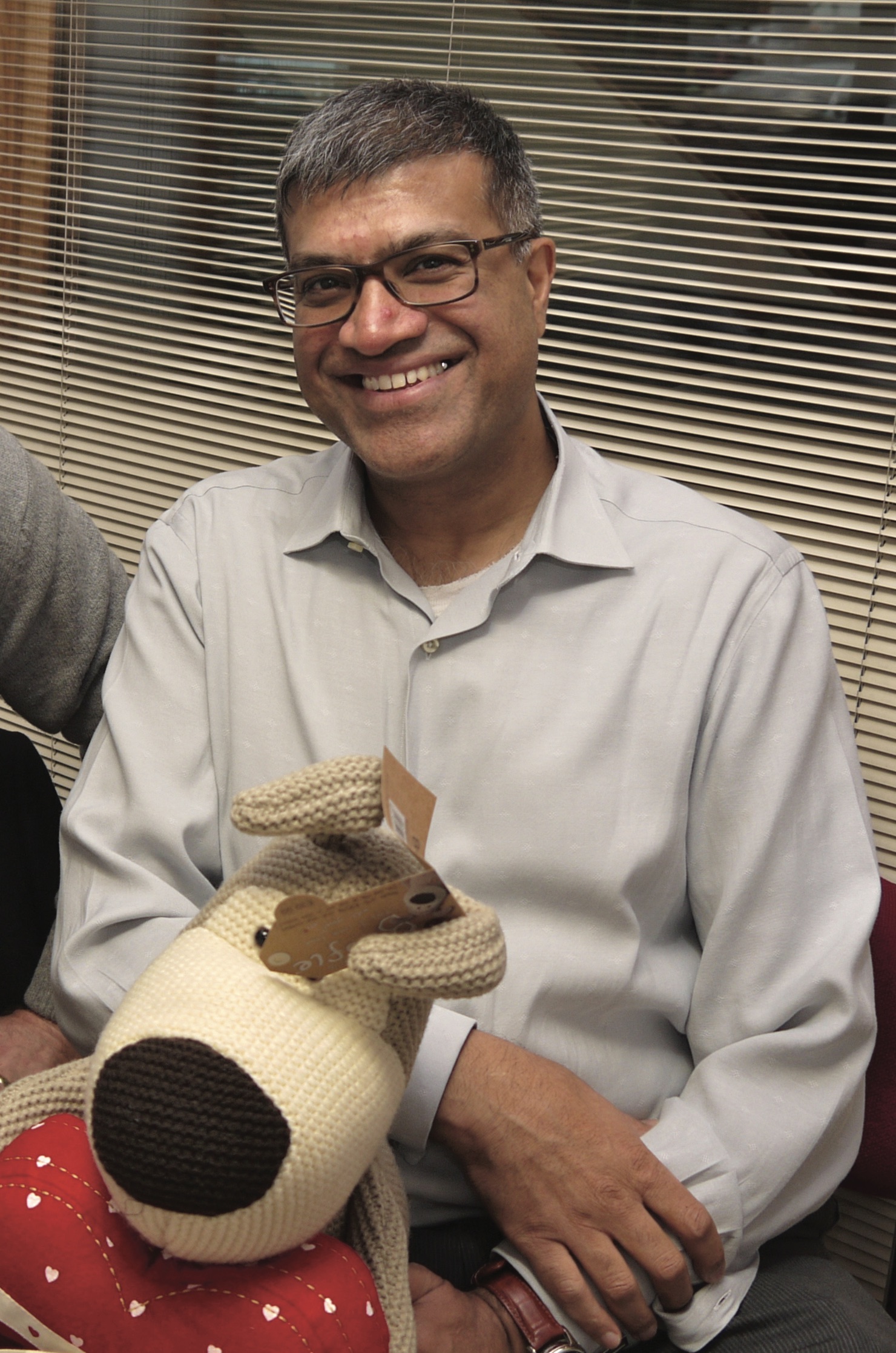 Above: Kishor Shah with a Boofle friend.