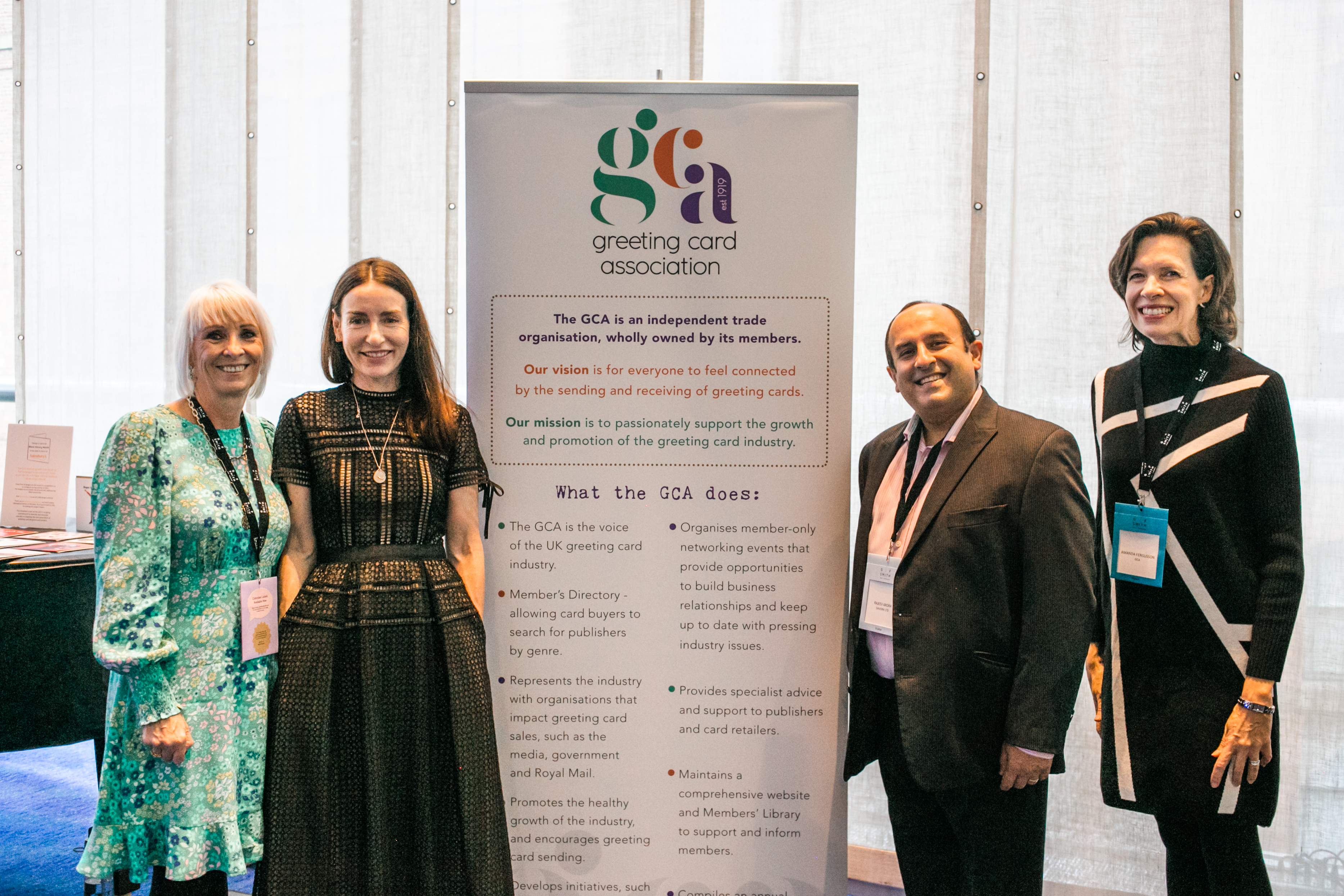 Above: GCA Council members (left-right) Karen Wilson (Paper Salad), Rachel Hare (Belly Button Designs) and Raj Arora with GCA’s ceo Amanda Fergusson at the most recent GCA AGM and Conference which took place in Manchester.