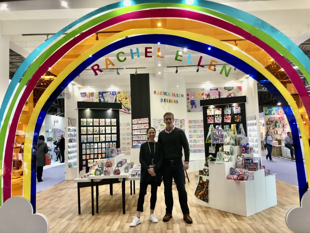 Above: A rainbow moment! Rachel Ellen Designs’ Rachel Church and Paul Roberts on their stunning stand