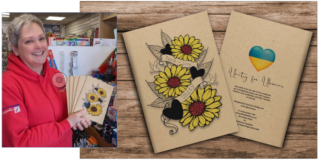 Above: Sunflower love – Sarah with her bespoke charity notebook