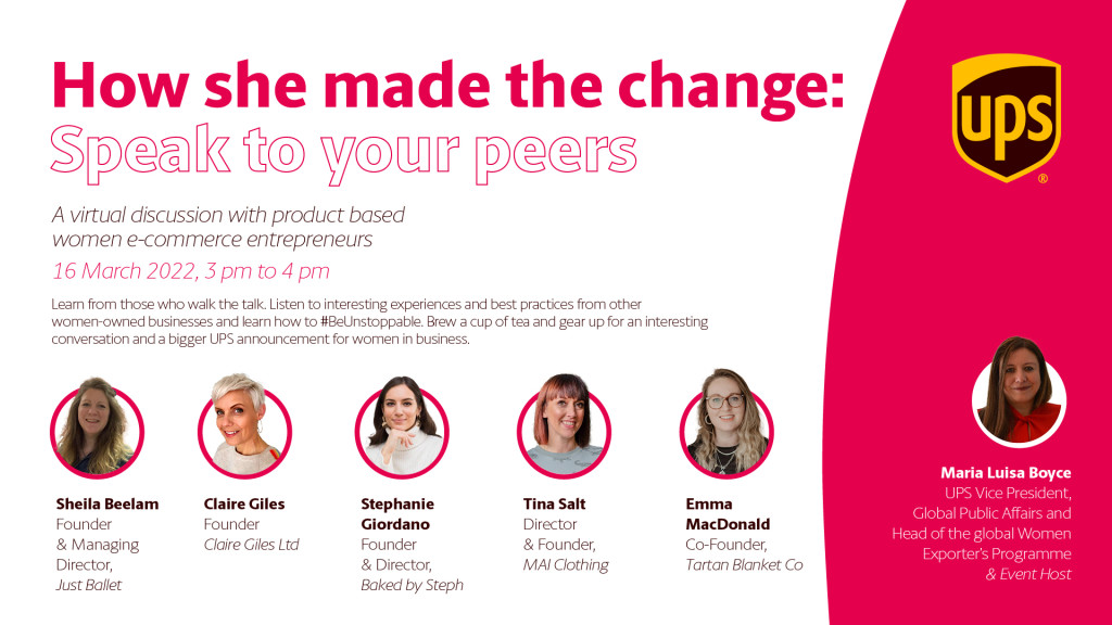 Above: All the girls – the webinar invitation features the five businesses