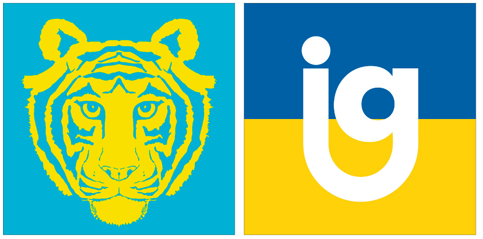 Above: Logo love – Paper Tiger and IG Design Group have changed their colours