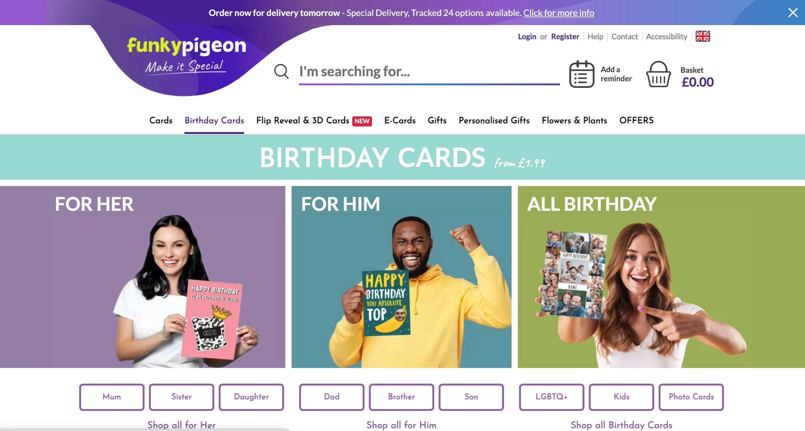 Above: Let’s get personal – Funky Pigeon is WHSmith’s online personalised card arm