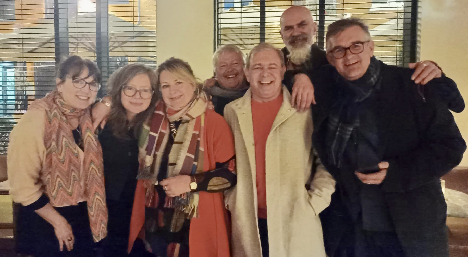 Above: Miles Robinson (third right) with David, Nicole (second left) and PG’s Ian Hyder, Jim Bullough, Jakki Brown and Jen Hyder at a meet-up a couple of weeks ago