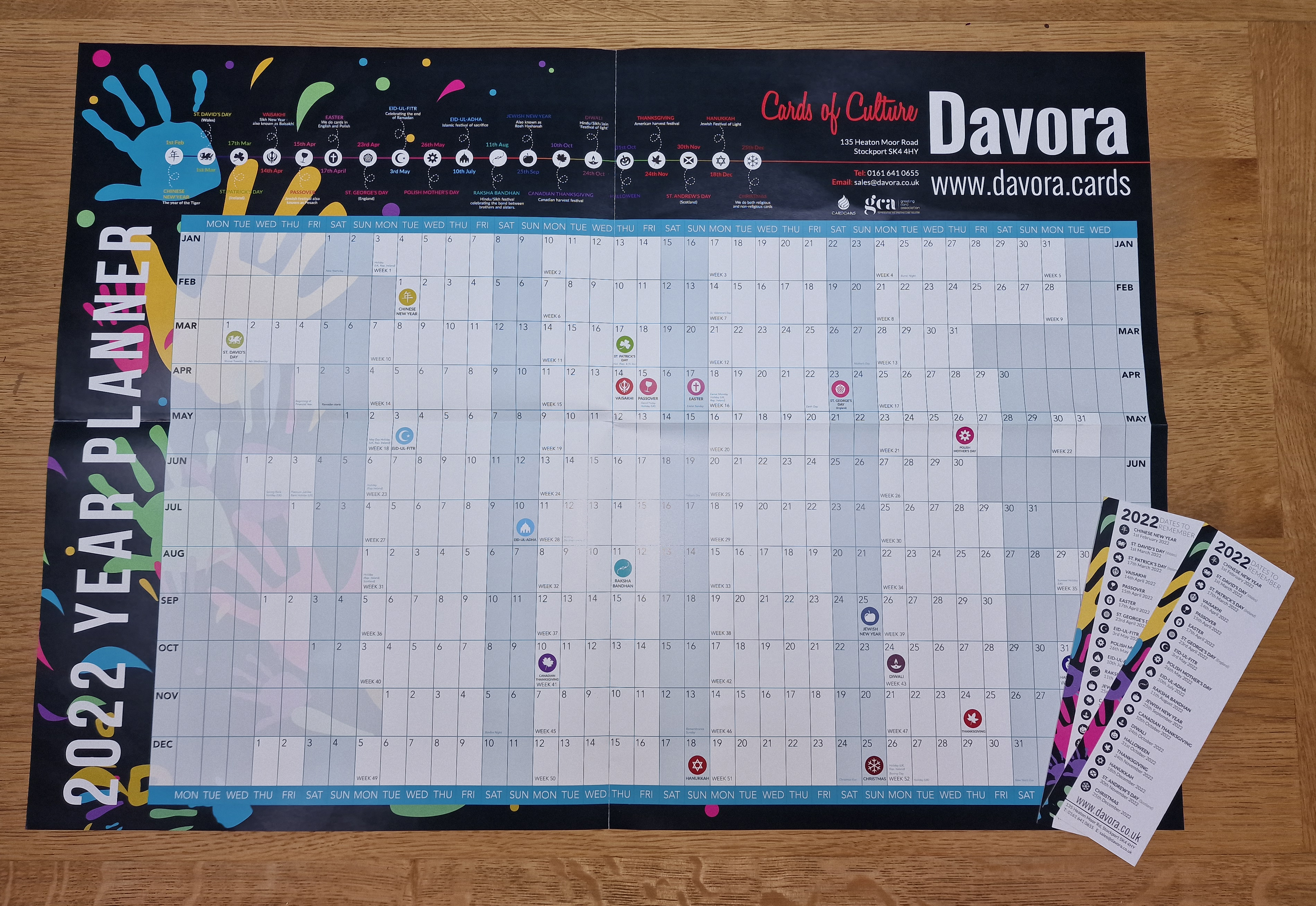 Above: Get planning – Davora owner Raj Arora creates and distributes wallplanners to retailers