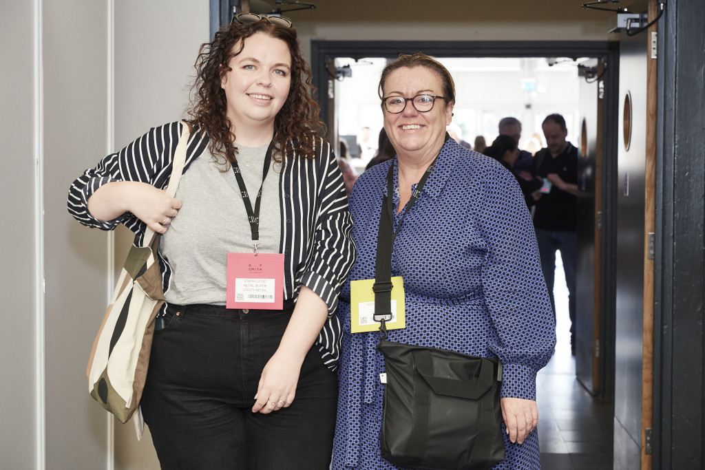 Above: Utility’s Kate Cowie (left) and buyer Steph Lloyd arriving at PG Live