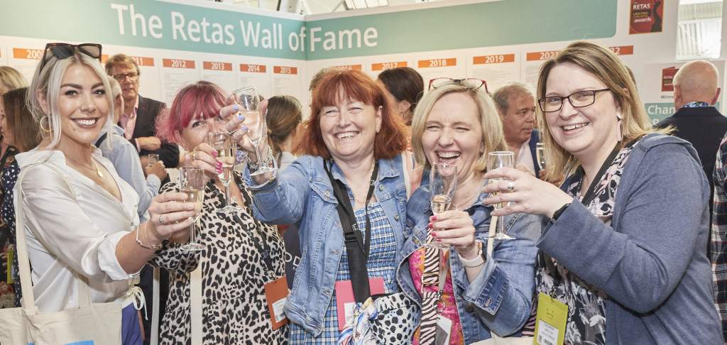 Above: (from left) It was a cheers from retailers Lovely Libby’s, Etcetera, Jo Amor, Highworth Emporium and Papilio at The Retas/Greats champagne reception at the show