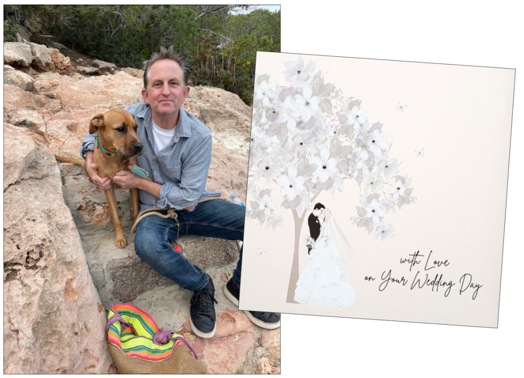 Above: Matt Genower with his four-legged friend Masha, and one of Five Dollar Shake’s Fête De L'amour wedding designs launched at PG Live