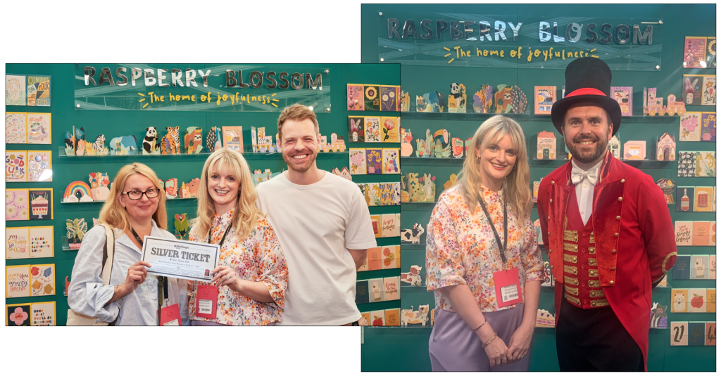 Above: A very happy Rebecca and Mark Green on Raspberry Blossom’s PG Live stand, earning a Silver Ticket from Rachel Roberts (left), of Wishlist, Raynes Park, and Rebecca with Widdop’s Stephen Illingworth