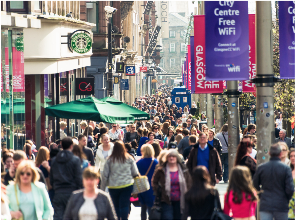 Above: Shopping in Scotland’s second city can expect a welcome boost
