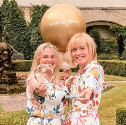 Above: Firm friends Meg and Louise celebrate at Coombe Abbey Hotel