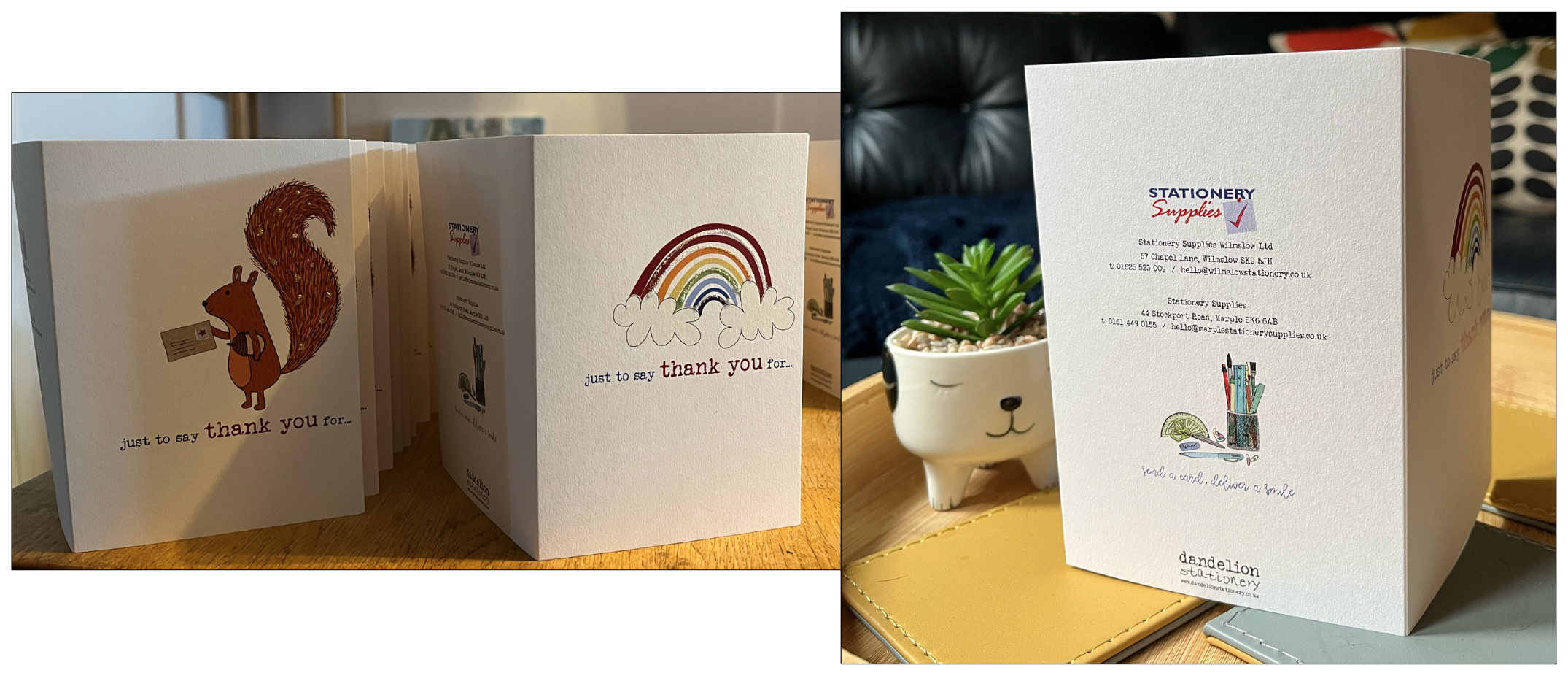 Above: Top turnaround – Stationery Supplies’ bespoke cards from Dandelion Stationery