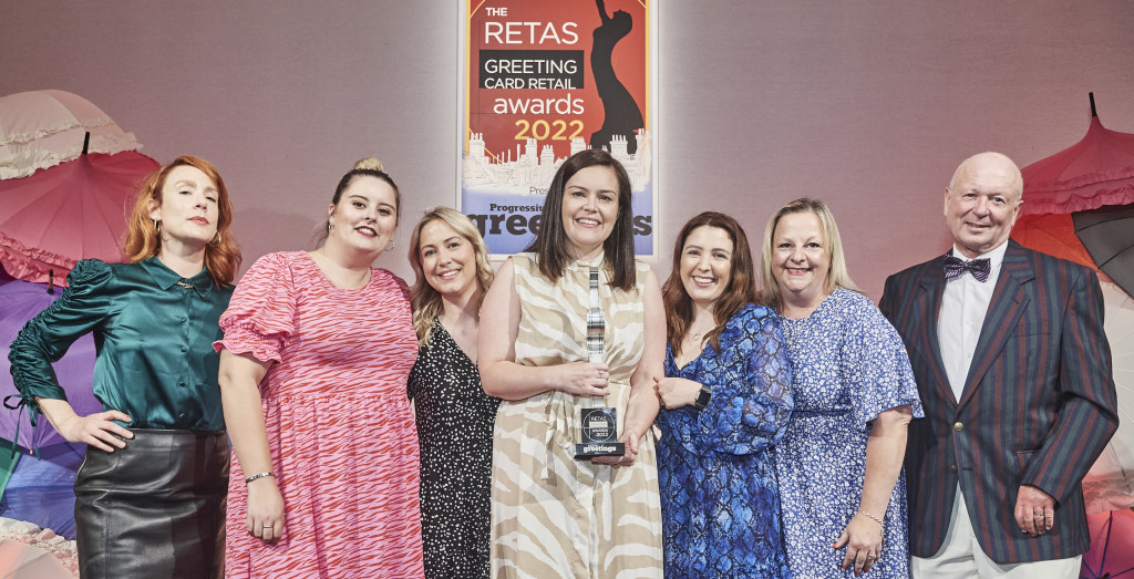 Above: Stephanie Burrows (second left) with the Tesco team at the recent Retas awards