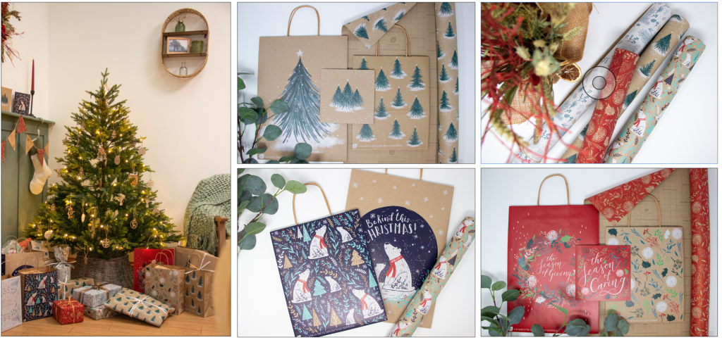 Above: The Christmas collection includes matching boxed cards