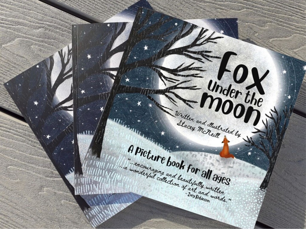 Above: The picture book Fox Under The Moon covers mental health issues
