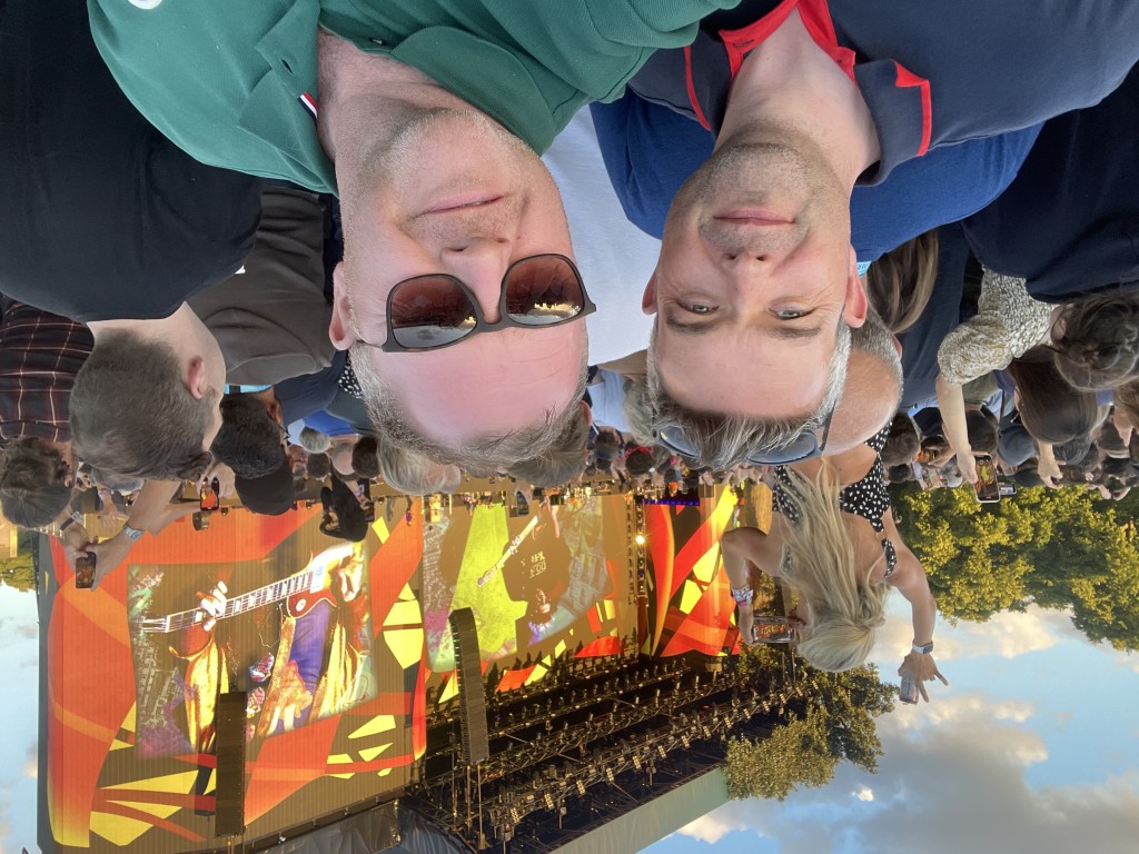 Above: David Robertson with a mate at a recent Rolling Stones concert