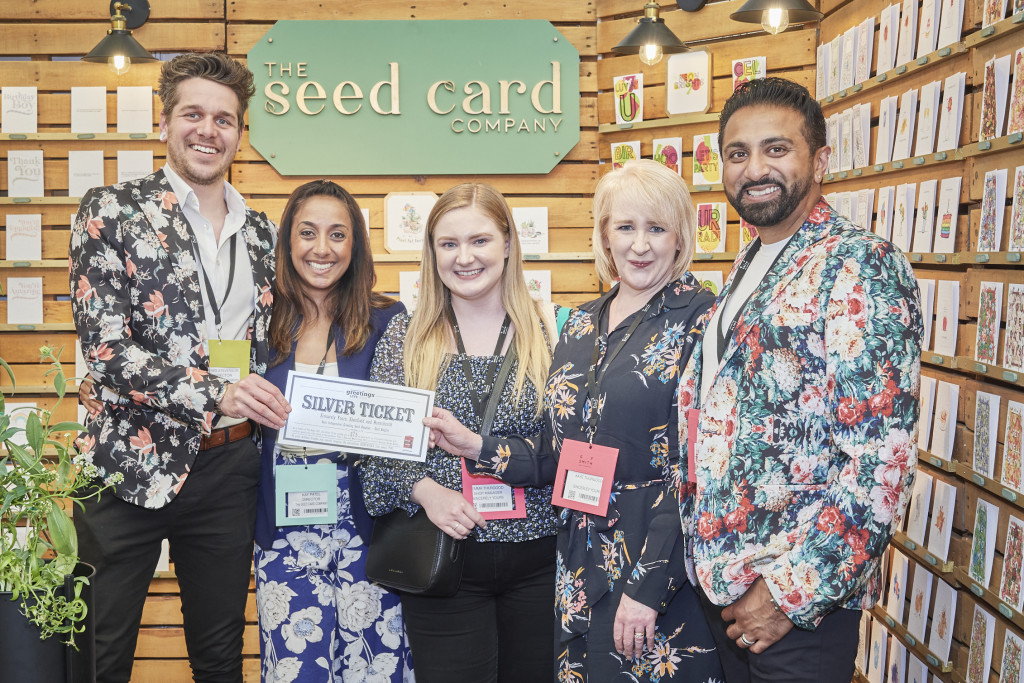 Above: Sincerely Yours’ Kaye and Emma Thurgood (2nd and 3rd left) with The Seed Card Company’s directors Lewis Stevenson (far left), Kay and Jit Patel at the recent PG Live.