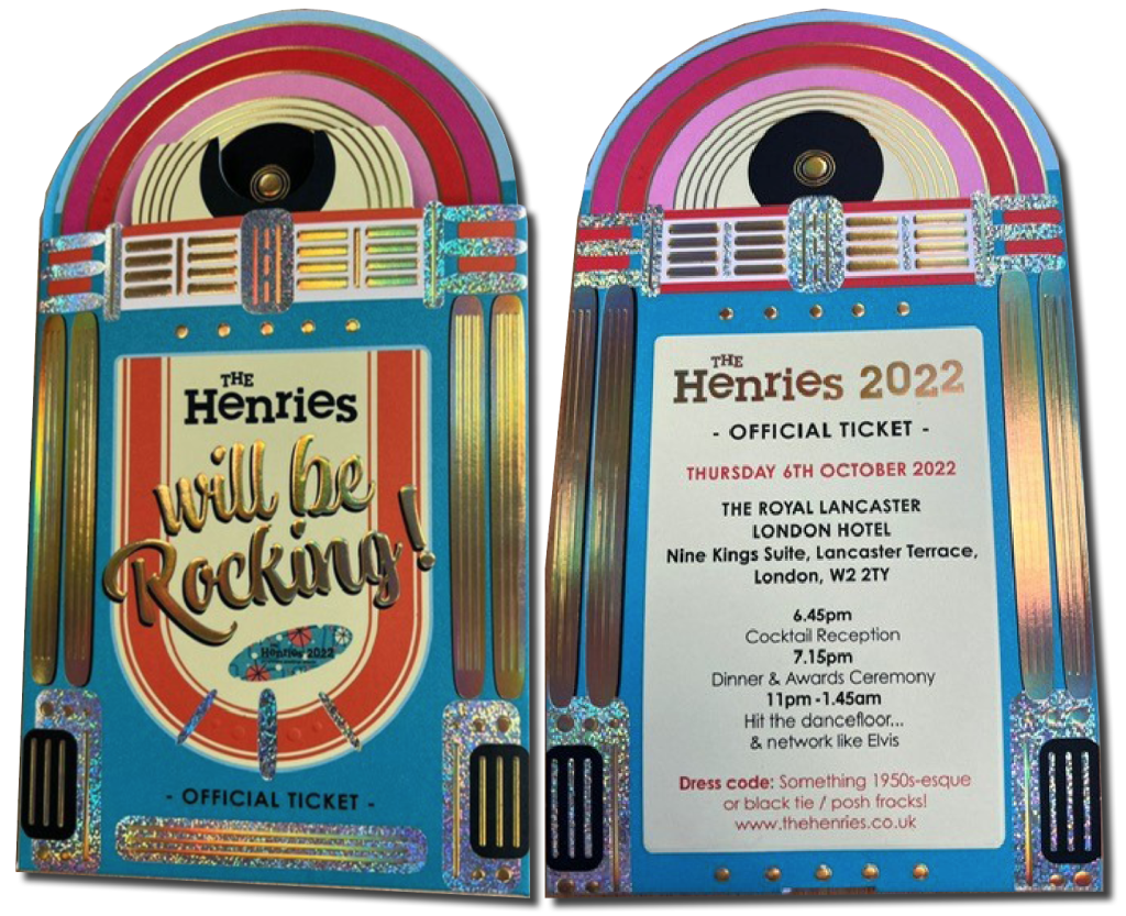 Above: Rockin’ the 50s details on the Henries 2022 invitations