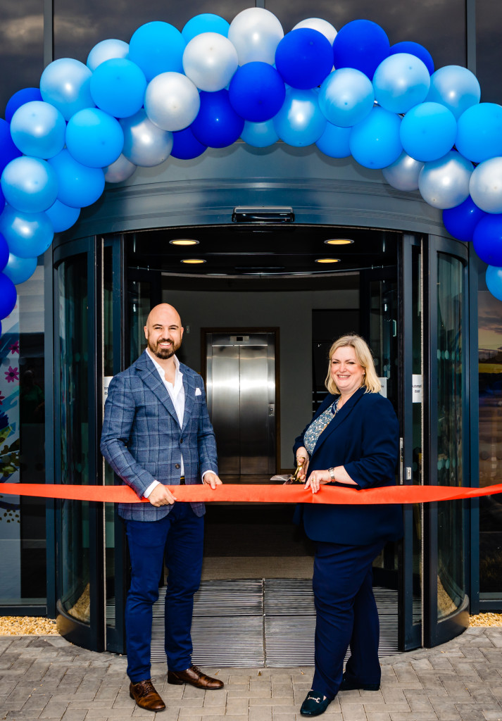 Above: MK mayor Andrea Marlow opens the new building with Seth Woodmansterne